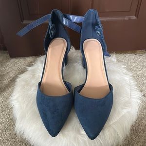 Navy Blue Velvet Heels